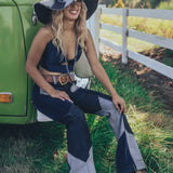 Soulful Hippie Sun Hat - Blue Denim Patchwork