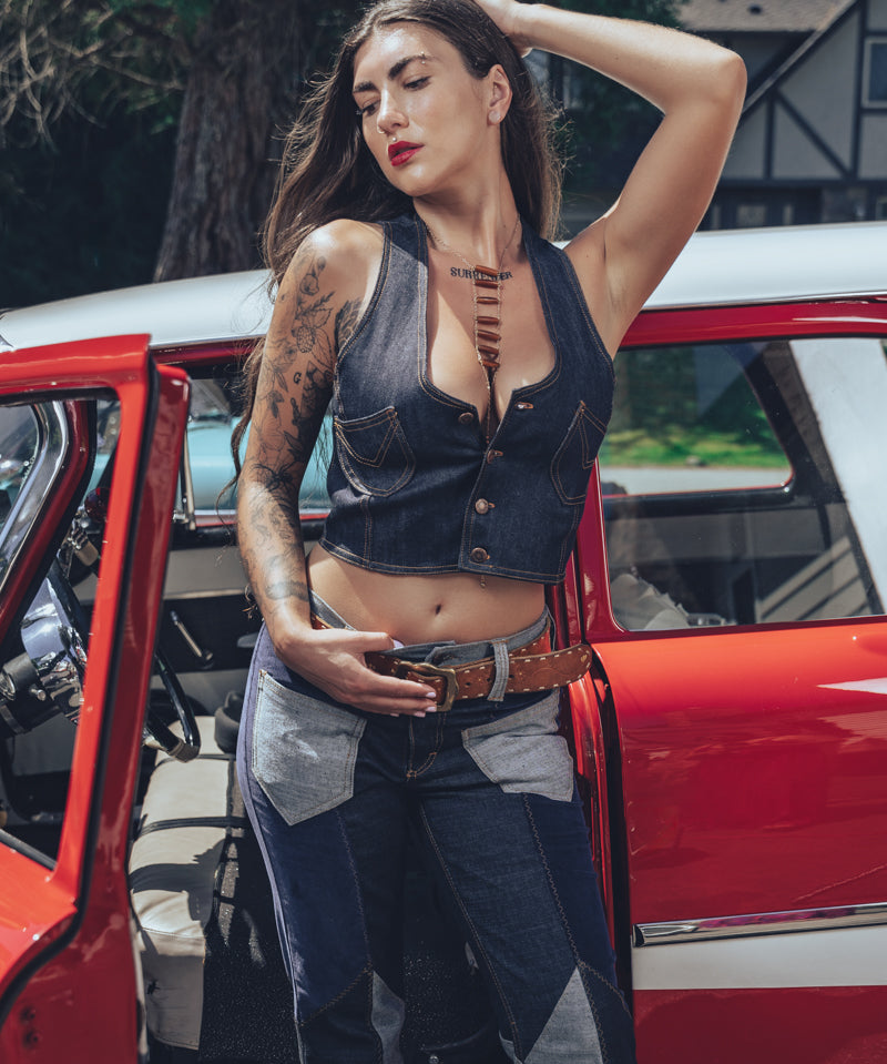 Angela Fitted stretch denim waistcoat  - Soul Sister  since 1969