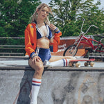 Stretch Velvet - Volley Ball Fashion Shorts - Navy - Soul Sister Since 1969