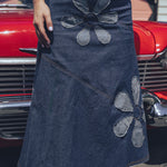 Denim Flower Power 3/4 length skirt - Soul Sister since  1969