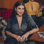 Simone Pinstripe Jumpsuit -Navy & Gold - Soul Sister since 1969