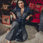 Simone Pinstripe Jumpsuit -Navy & Gold - Soul Sister since 1969