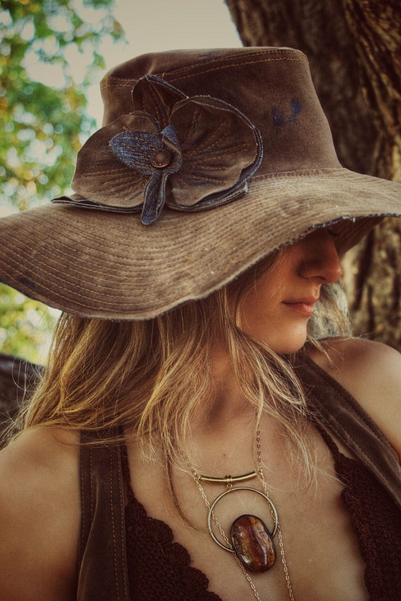 Soulful Hippie Hat Brown Faux suede