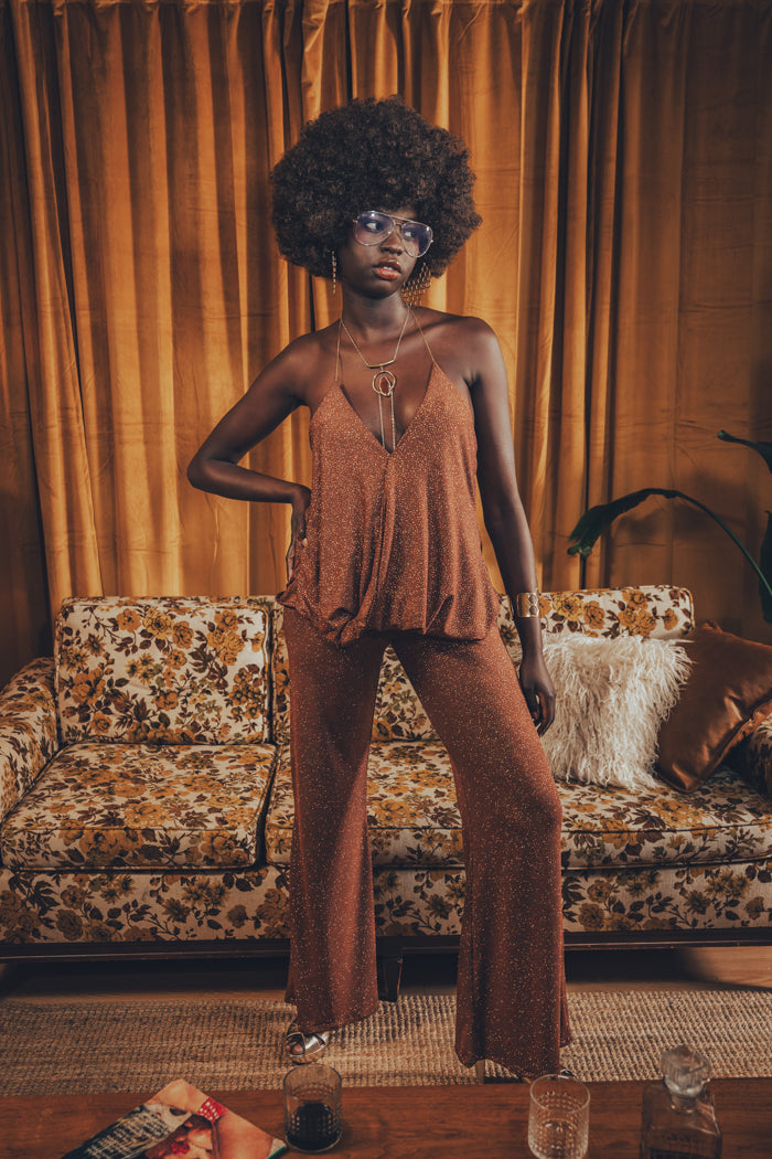 Grace Halter neck top - copper glitter - Soul Sister since 1969