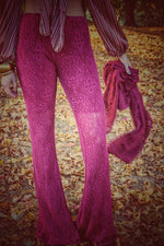 Riannon Crochet Flare Pant - Cranberry