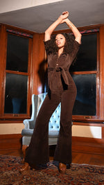 Diva Jumpsuit - Chocolate Brown Corduroy