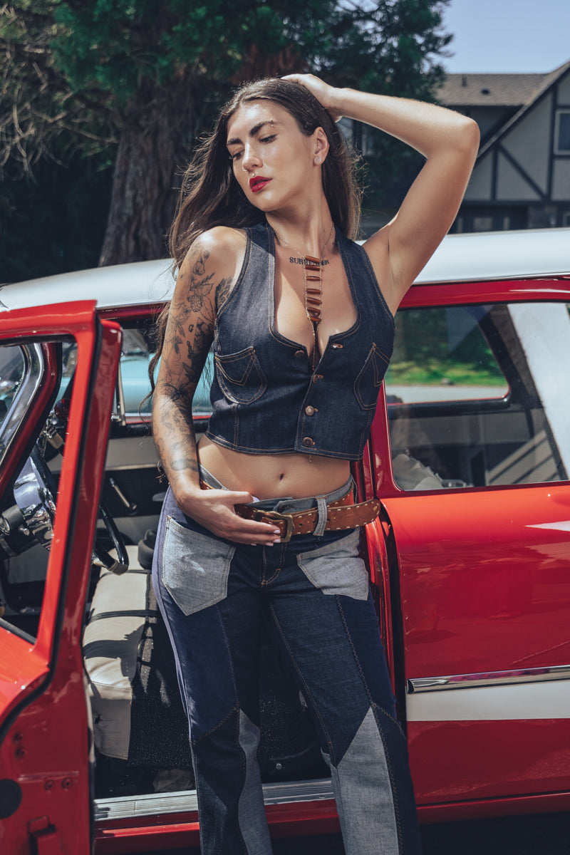 Angela Fitted stretch denim waistcoat  - Soul Sister  since 1969