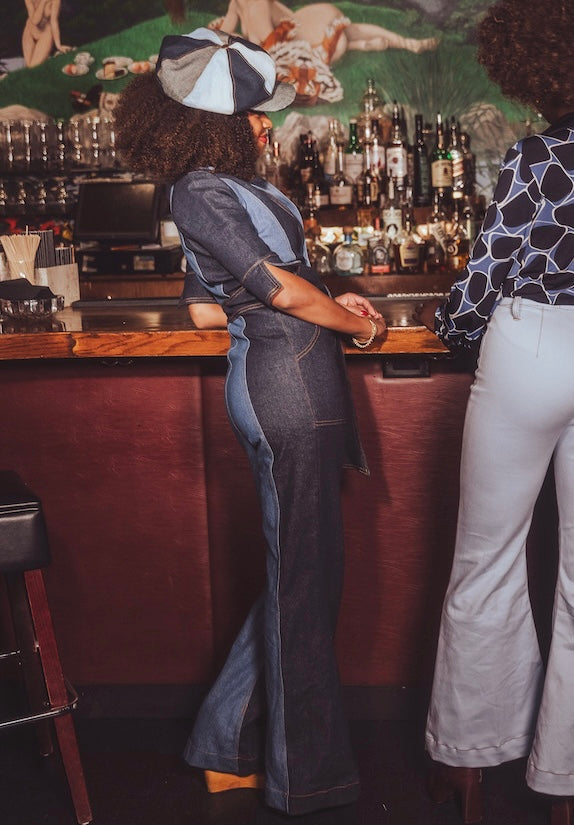 Boogie Babe - 70s Inspired Denim Bell Bottom Jumpsuit
