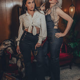 Cropped Tie Front Blouse - Cream- Soul Sister since 1969