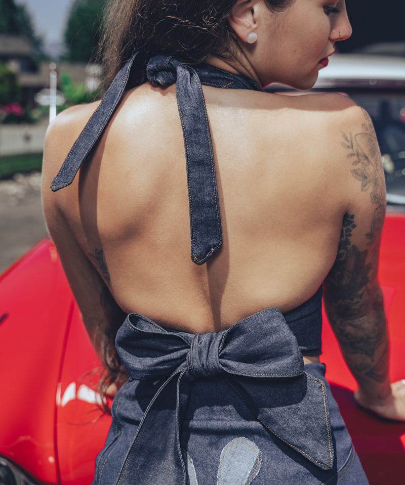 Denim Flower Power 3/4 length skirt - Soul Sister since  1969