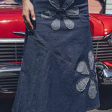 Denim Flower Power 3/4 length skirt - Soul Sister since  1969