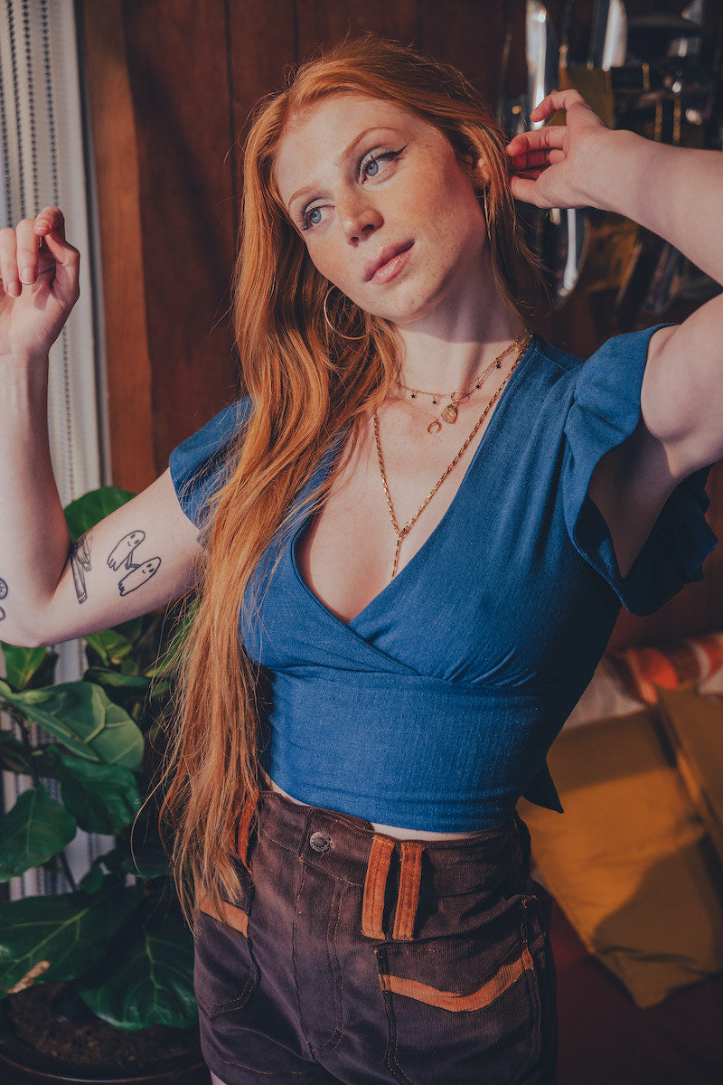 70s Brown high waisted retro style shorts designed for Soul Sister since 1969