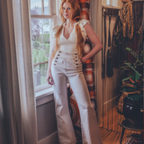 Sally High Rise Sailor Bells - Cream Corduroy