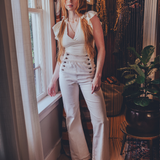 Sally High Rise Sailor Bells - Cream Corduroy