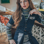 Funky Diva Jumpsuit - 2 Tone - Soul Sister since 1969 - stretch denim jumpsuit with a bold 70's inspired design, featuring a retro inspired silhouette and statement making style.