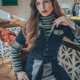 Funky Diva Jumpsuit - 2 Tone - Soul Sister since 1969 - stretch denim jumpsuit with a bold 70's inspired design, featuring a retro inspired silhouette and statement making style.