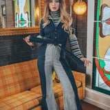 Funky Diva Jumpsuit - 2 Tone - Soul Sister since 1969 - stretch denim jumpsuit with a bold 70's inspired design, featuring a retro inspired silhouette and statement making style.
