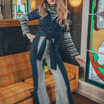 Funky Diva Jumpsuit - 2 Tone - Soul Sister since 1969 - stretch denim jumpsuit with a bold 70's inspired design, featuring a retro inspired silhouette and statement making style.