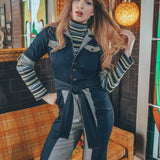 Funky Diva Jumpsuit - 2 Tone - Soul Sister since 1969 - stretch denim jumpsuit with a bold 70's inspired design, featuring a retro inspired silhouette and statement making style.