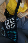 One of a kind Granny square bag - blue/ white - Carol Meyer crochet originals