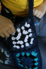 One of a kind Granny square bag - blue/ white - Carol Meyer crochet originals
