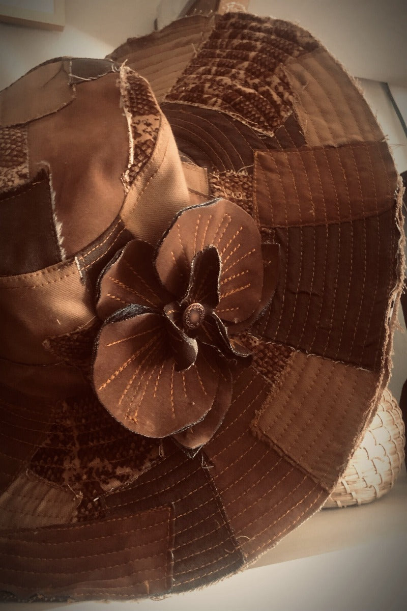 Soulful Hippie sun hat - Brown patchwork - Soul Sister since 1969
