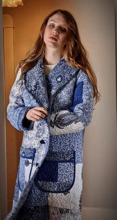 One of a kind Quilted Coat - Blue Paisley