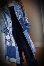 One of a kind Quilted Coat - Blue Paisley