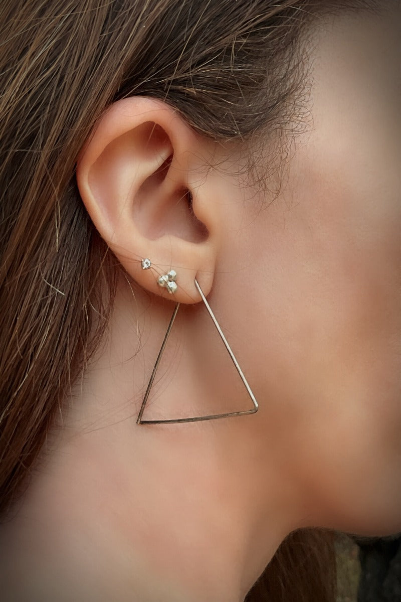 sterling silver triangle earring - Azenya