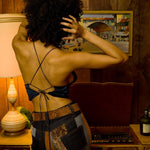 Stevie Backless Halter - Navy Satin - Soul Sister Since 1969
