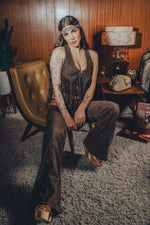 Janice Vegan Leather Patchwork Bells - Brown