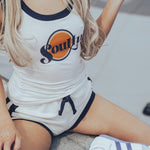 Soulful Tank top - white with navy trip - Soul Sister since 1969