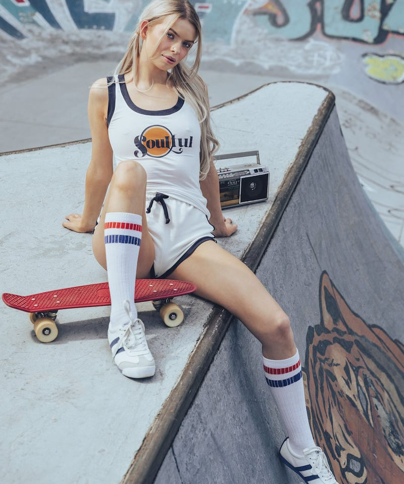 Soulful Tank top - white with navy trip - Soul Sister since 1969