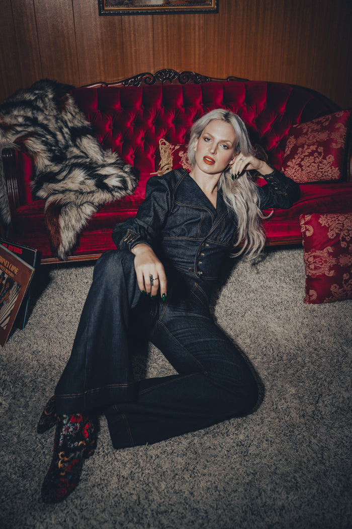 Jackie jumpsuit - Black Denim - Soul Sister since 1969
