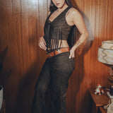 Janice Fringed Vegan Leather waistcoat - Chocolate brown - Soul Sister since 1969