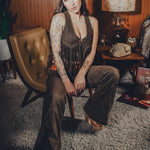 Janice Fringed Vegan Leather waistcoat - Chocolate brown - Soul Sister since 1969