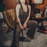 Janice Fringed Vegan Leather waistcoat - Chocolate brown - Soul Sister since 1969