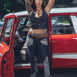 1970s-inspired patchwork denim bell bottom jeans by Soul Sister since 1969