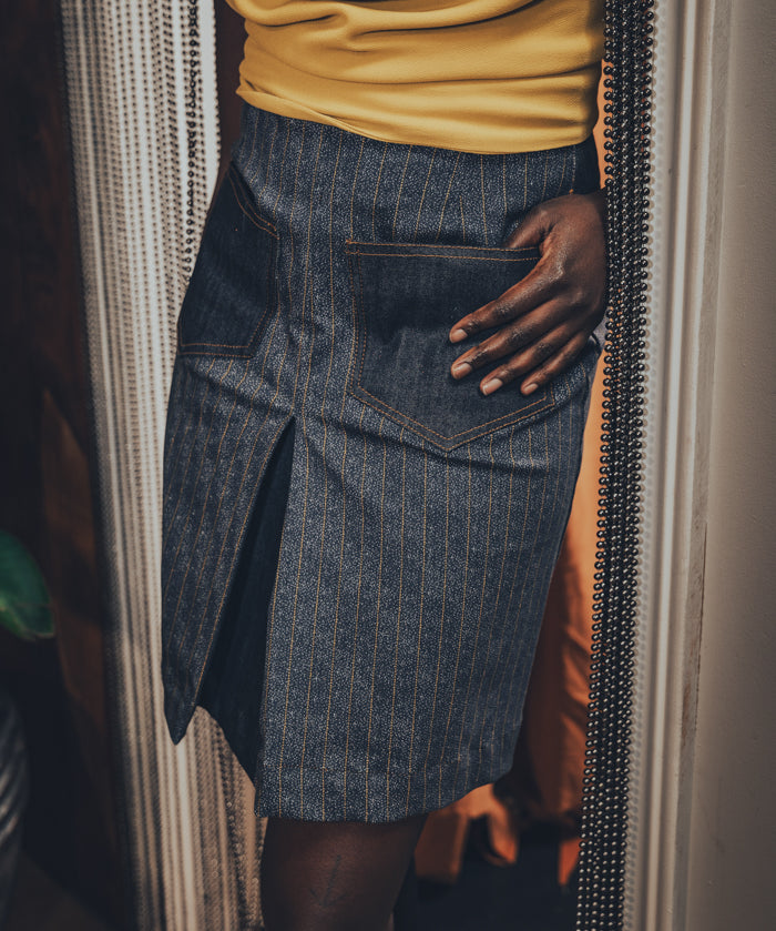 Jeanie Skirt - Denim Pinstripe - Soul Sister since 1969