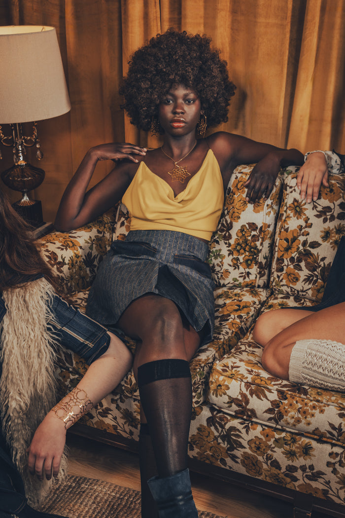 Jeanie Skirt - Denim Pinstripe - Soul Sister since 1969