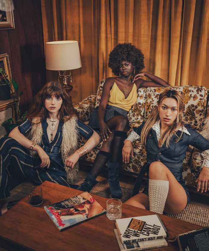 Jeanie Skirt - Denim Pinstripe - Soul Sister since 1969
