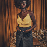 Jeanie Skirt - Denim Pinstripe - Soul Sister since 1969