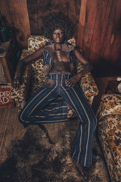 Farrah Waistcoat - Denim & faux suede - soul sister since 1969