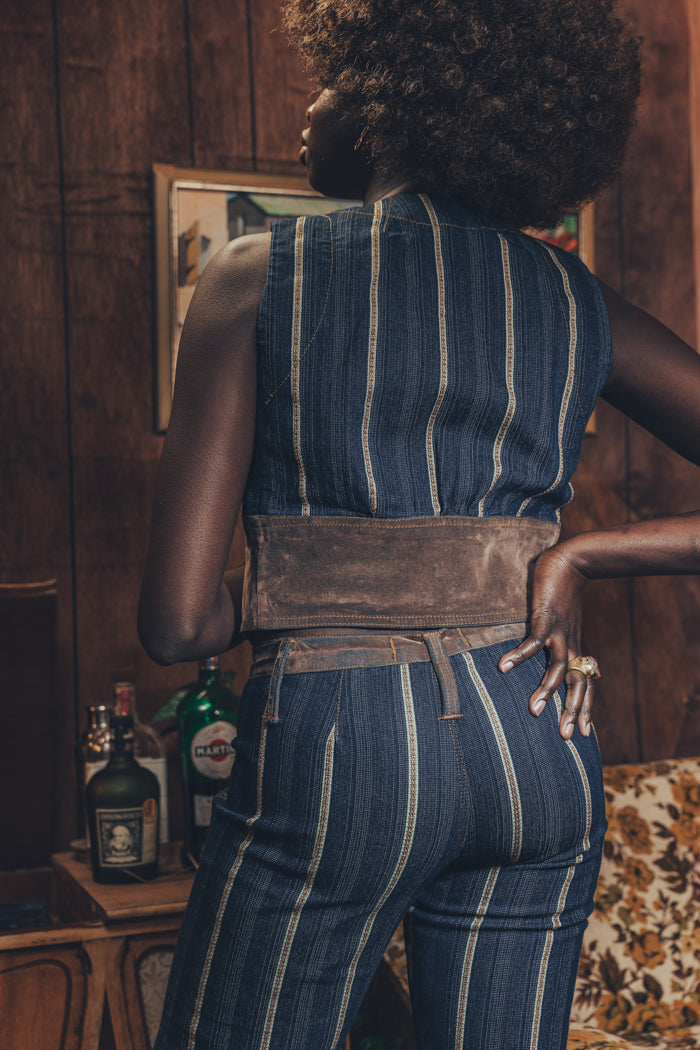 Farrah Waistcoat - Denim & faux suede - soul sister since 1969
