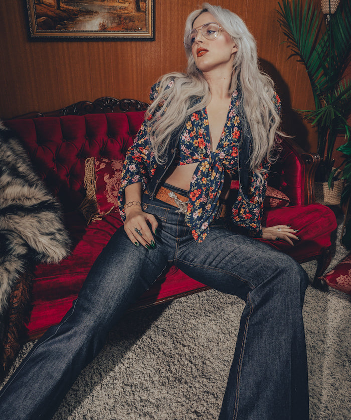 Jeanie Bell Bottom Jeans - Dark Blue