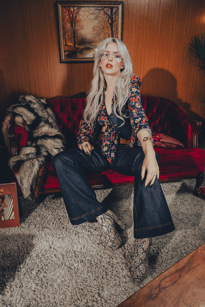 Jeanie Bell Bottom Jeans - Dark Blue