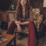 Maddie Cropped tie front blouse - Merlot - Soul Sister since 1969