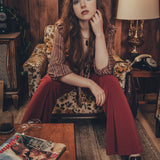 Maddie Cropped tie front blouse - Merlot - Soul Sister since 1969