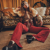 Maddie satin Cropped tie front blouse - Merlot - Soul Sister since 1969