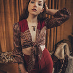 Maddie Cropped tie front blouse - Merlot - Soul Sister since 1969